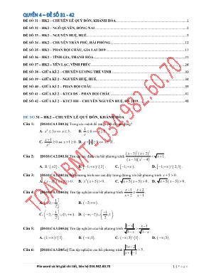 Bộ 10 đề thi học kỳ II môn Toán Khối 10